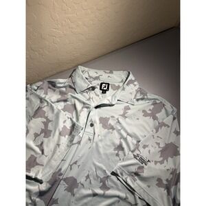FootJoy Men's 2XL Golf Polo Shirt Lisle Camo Floral Print, Aqua Blue, Grayhawk